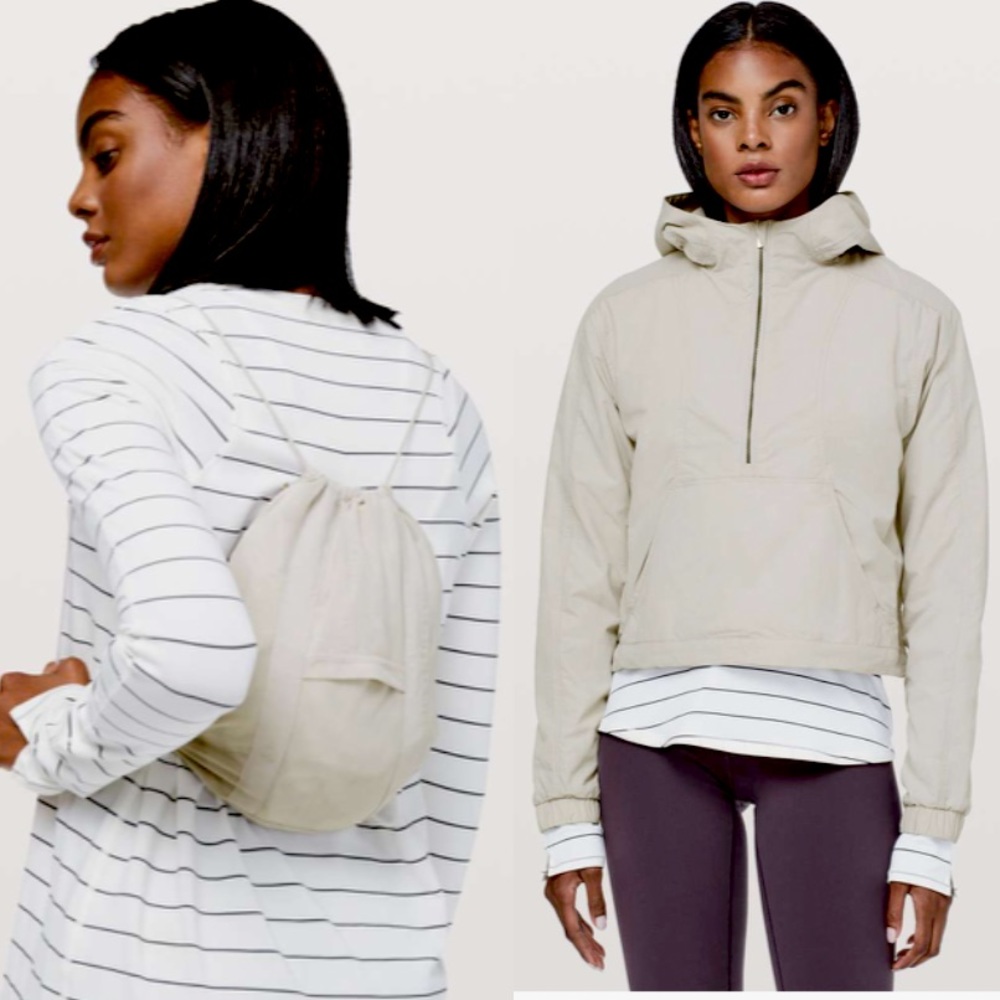 Lululemon Hot Reset Half Zip Grey Windbreaker Hoodie Jacket *CONVERTS INTO BAG 6